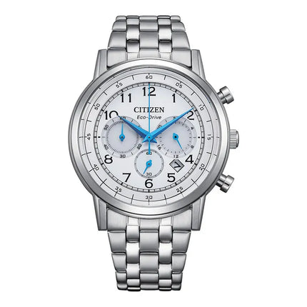 Citizen Eco Drive CA4630-53A Men Chronograph White Dial Stainless Steel Strap