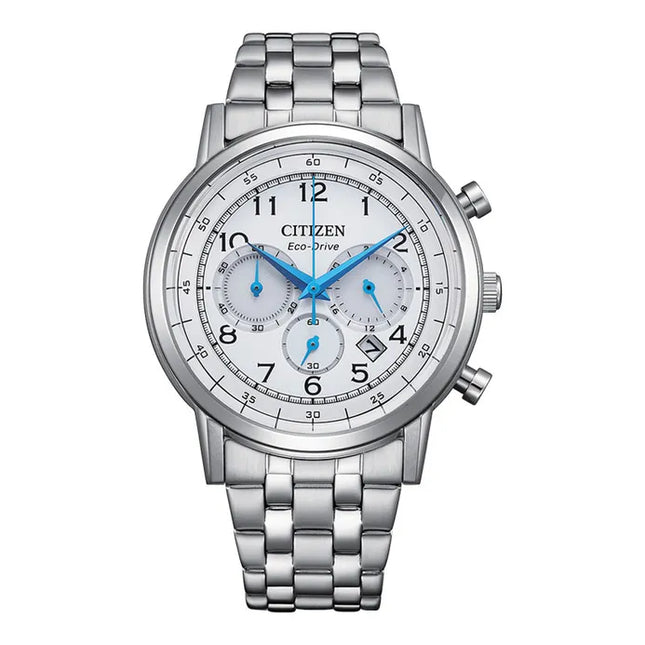 Citizen Eco Drive CA4630-53A Men Chronograph White Dial Stainless Steel Strap