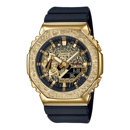 Casio G-Shock GM-2100MG-1A Moon Gold Metal Covered Gold Analog Digital Dial Black Resin Strap