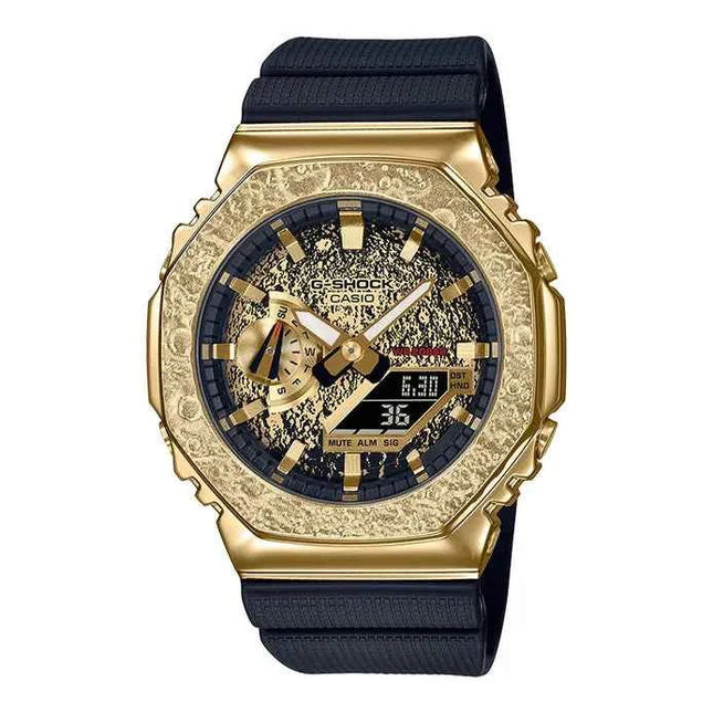 Casio G-Shock GM-2100MG-1A Moon Gold Metal Covered Gold Analog Digital Dial Black Resin Strap