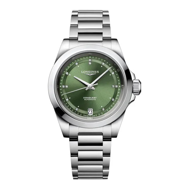 Longines Conquest L3.430.4.07.6 Automatic Sunray Green Dial Stainless Steel Strap