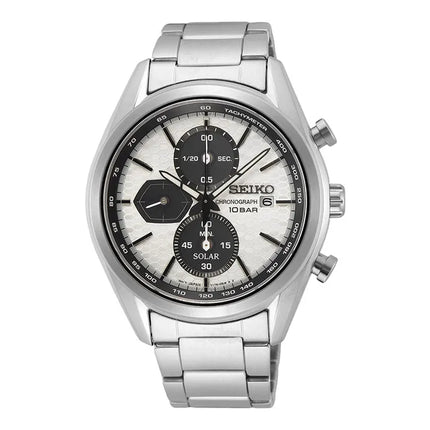 Seiko Chronograph SSC769P1 Solar Panda Dual Tone Dial Stainless Steel Strap