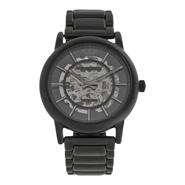 Emporio Armani Automatic AR60045 Men Black Skeleton Dial Black Stainless Steel Strap