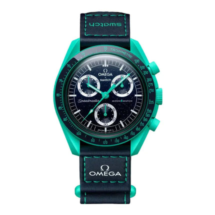 Swatch X Omega Bioceramic Moonswatch SO33L103 Mission On Earth Polar Lights Speedmaster Velcro Strap