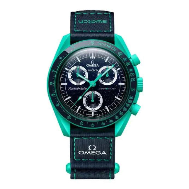 Swatch X Omega Bioceramic Moonswatch SO33L103 Mission On Earth Polar Lights Speedmaster Velcro Strap