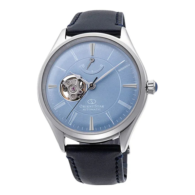Orient Star RE-AT0203L Open Heart Light Blue Dial Blue Leather Strap
