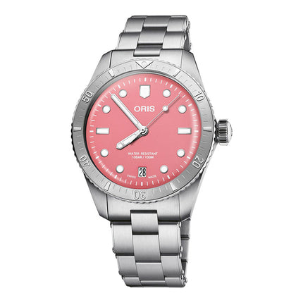 Oris Divers Sixty Five 01-733-7771-4058-07-8-19-18 Cotton Candy Red Dial Stainless Steel Strap