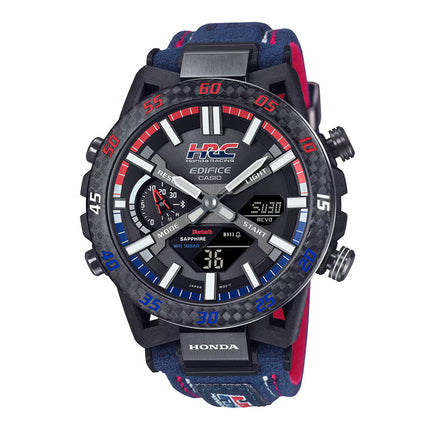 Casio Edifice ECB-2000HR-1ADR Honda Racing Collaboration Digi Analog Dial Alcantara Polyester Band