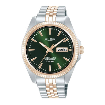 Alba Mechanical AL4814X1 Automatic Men Green Dial Dual Tone Stainless Steel Strap