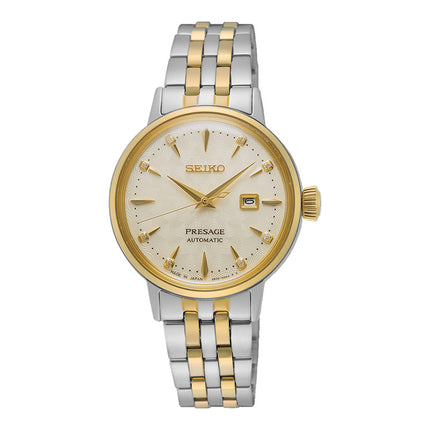Seiko Presage SRE010J1 Cocktail Time White Lady Diamond Twist Silver Dial Stainless Steel Strap