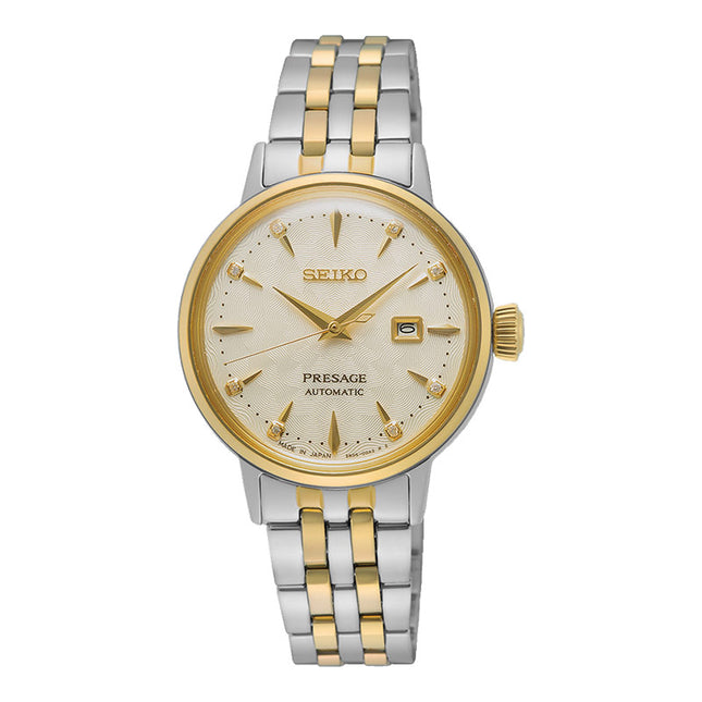 Seiko Presage SRE010J1 Cocktail Time White Lady Diamond Twist Silver Dial Stainless Steel Strap