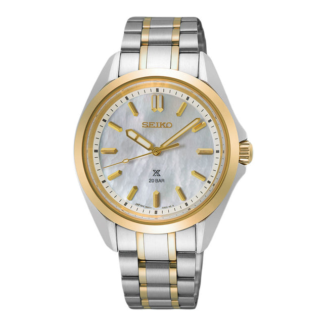 Seiko Prospex SUR608J1 Ladies Sea Marine Mother Of Pearl Dial Dual Tone Stainless Steel Strap