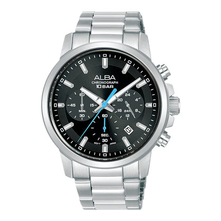 Alba Active AT3J57X1 Men Chronograph Black Dial Stainless Steel Strap