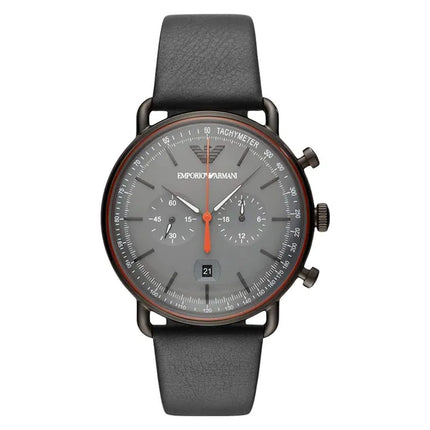 Emporio Armani AR11168 Chronograph Grey Dial Black Leather Strap