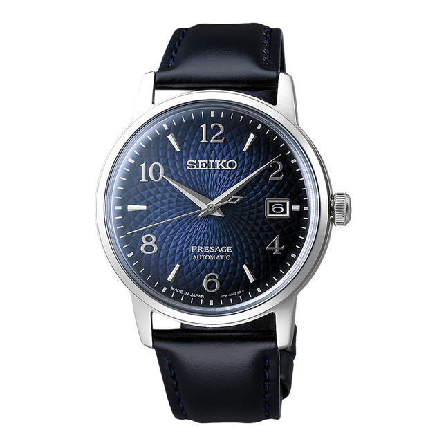 Seiko Presage SRPE43J1 Cocktail Old Clock Blue Dial Dark Blue Leather Strap