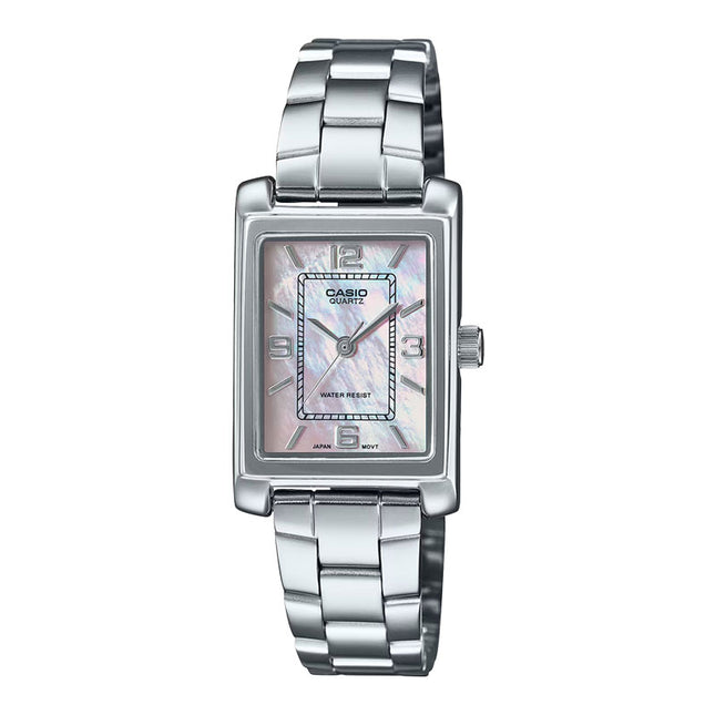 Casio General LTP-1234DS-4ADF Tank Ladies Mother Of Pearl Dial Stainless Steel Band