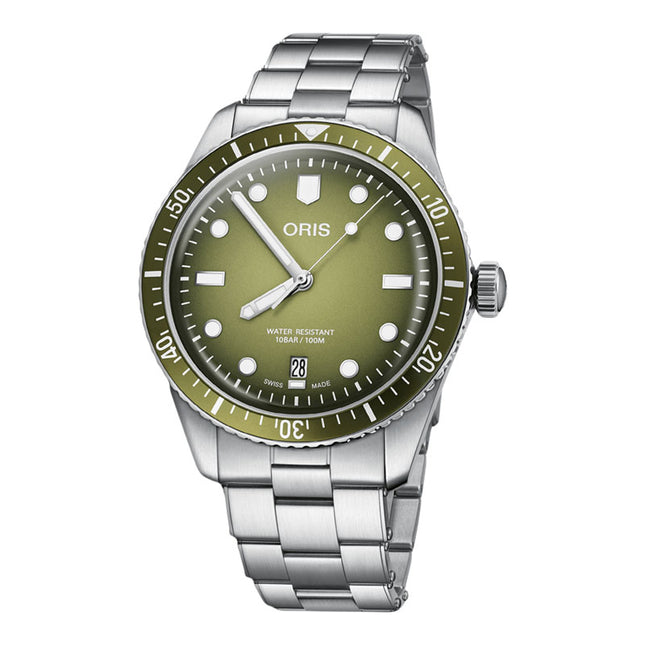 Oris Divers Sixty-Five Date 40mm 01-733-7707-4057-07-8-20-18 Green Dial Stainless Steel Strap