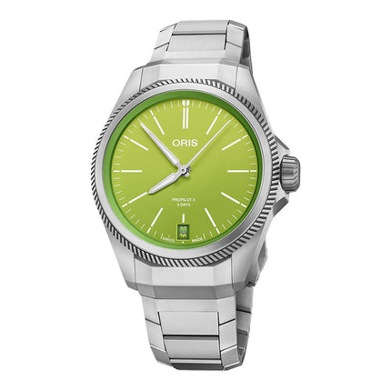 Oris Pro Pilot X Kermit Edition 01-400-7778-7157-SET Automatic Green Dial Titanium Strap