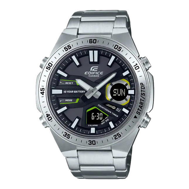 Casio Edifice EFV-C110D-1A3VDF Black Digital-Analog Dial Stainless Steel Band