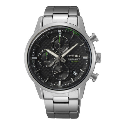 Seiko Chronograph SSB389P1 Discover More Black Dial Titanium Strap