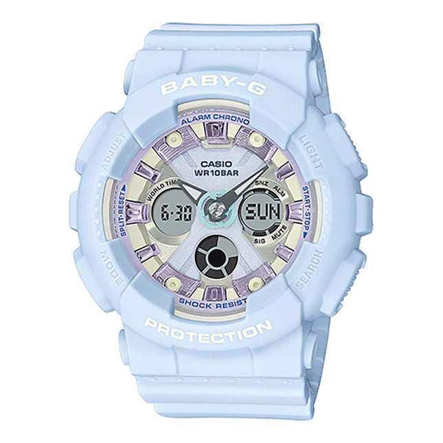 Casio Baby-G BA-130WP-2ADR Special Color Ladies Digital Analog Dial Blue Icy Pastel Resin Band
