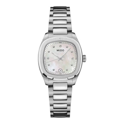MIDO Multifort TV 28 M049.110.11.116.00 Ladies White Mother Of Pearl Dial Stainless Steel Strap