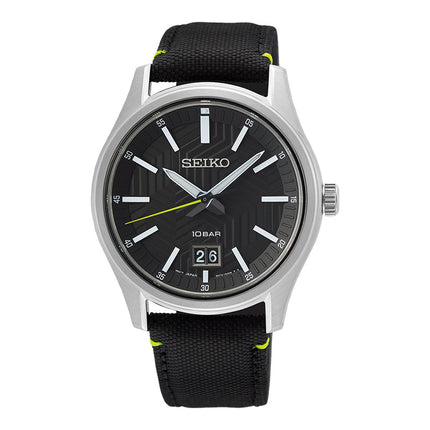 Seiko Classic SUR517P1 Discover More Black Dial Black Nylon Strap