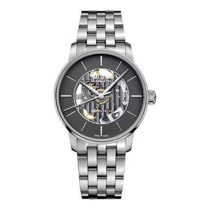 MIDO Baroncelli M037.436.11.061.00 Signature Skeleton Anthracite Dial Stainless Steel Strap
