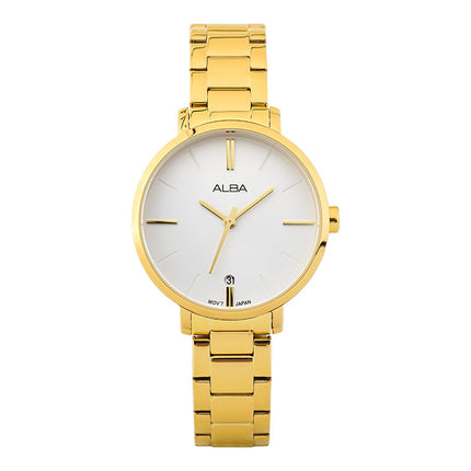 Alba Fashion AG8J60X1 Ladies Silver Dial Gold Stainless Steel Strap