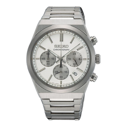 Seiko Chronograph SSB451P1 Men Discover More Silver Dial Stainless Steel Strap