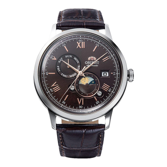 Orient Classic RA-AK0804Y Bambino Automatic Sun & Moon Dark Brown Dial Dark Brown Leather Strap