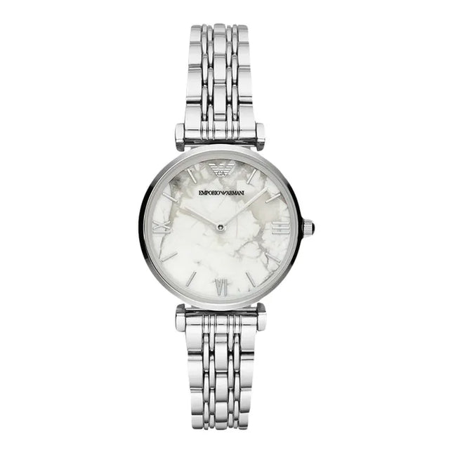 Emporio Armani AR11170 Ladies White Marble Dial Stainless Steel Strap