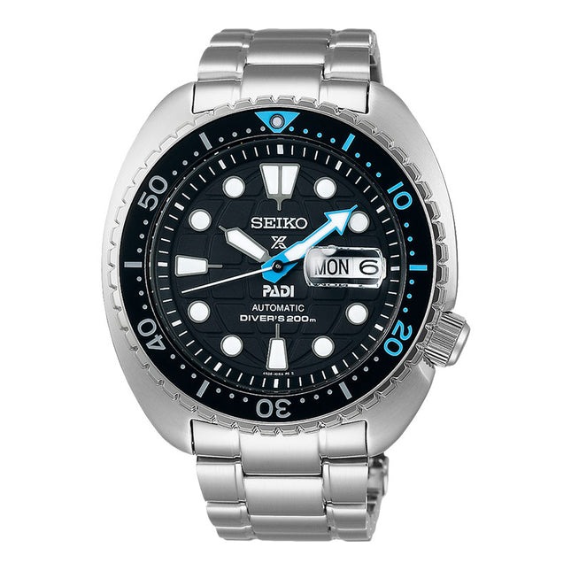Seiko Prospex SRPG19K1 King Turtle PADI Edition Automatic Divers 200M Black Dial Stainless Steel