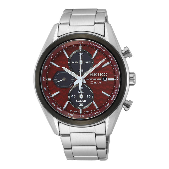 Seiko Solar SSC771P1 Chronograph Red Dial Stainless Steel Strap