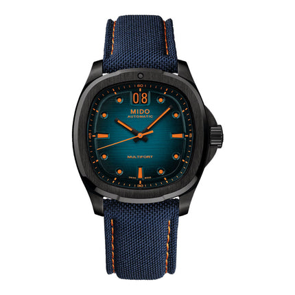 MIDO Multifort TV Big Date M049.526.37.041.00 Blue Gradient Dial Blue Fabric Strap