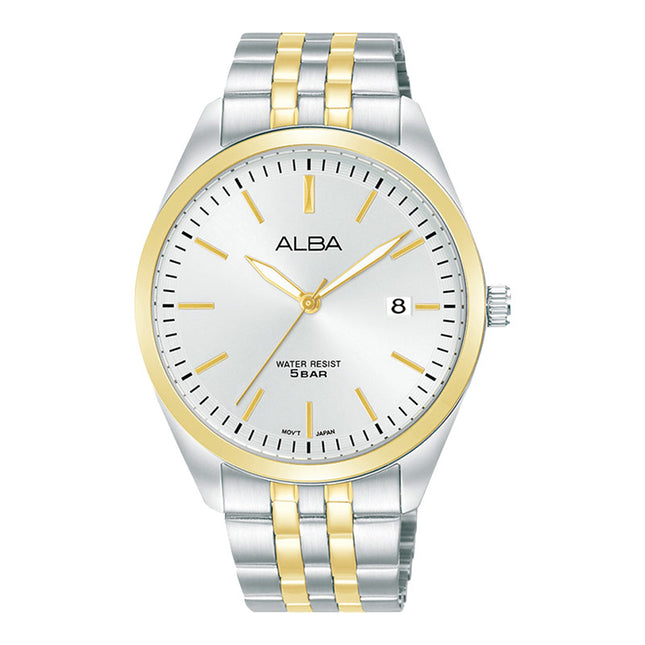 Alba Prestige AS9S12X1 Men Silver Dial Dual Tone Stainless Steel Strap