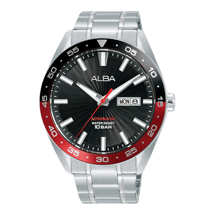 Alba Mechanical A3B001X1 Automatic Men Black Patterned Dial Stainless Steel Strap