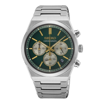Seiko Chronograph SSB461P1 Men Discover More Green Dial Stainless Steel Strap
