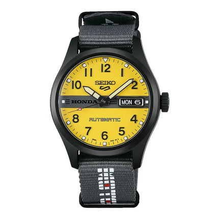 Seiko 5 Sports HDB010K1 Honda MOTOCOMPO Automatic Striking Yellow Nylon Strap Limited Edition