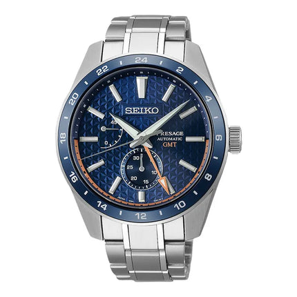 Seiko Presage SPB217J1 Sharp Edged 140Th Anniversary GMT Automatic Blue Dial Stainless Steel Strap