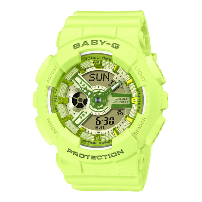 Casio Baby-G BA-110YK-3ADR Y2K Inspired Digital Analog Dial Green Resin Band