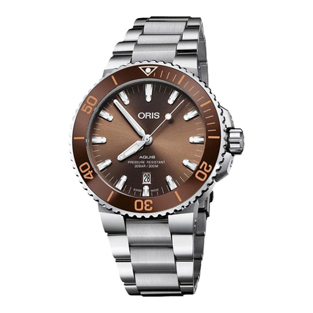 Oris Aquis 01-733-7730-4152-07-8-24-05PEB Date Brown Dial Stainless Steel Strap