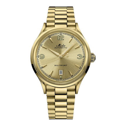MIDO Multifort Powerwind M040.407.33.027.00 Champagne Dial Yellow Gold Stainless Steel Strap
