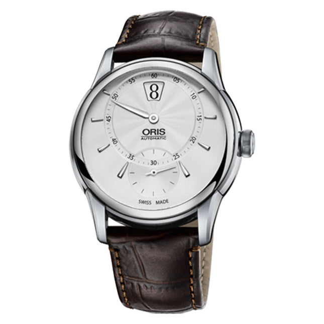 Oris Artelier Jumping Hour 01-917-7702-4051-07-5-21-70FC Grey Dial Brown Leather Strap 