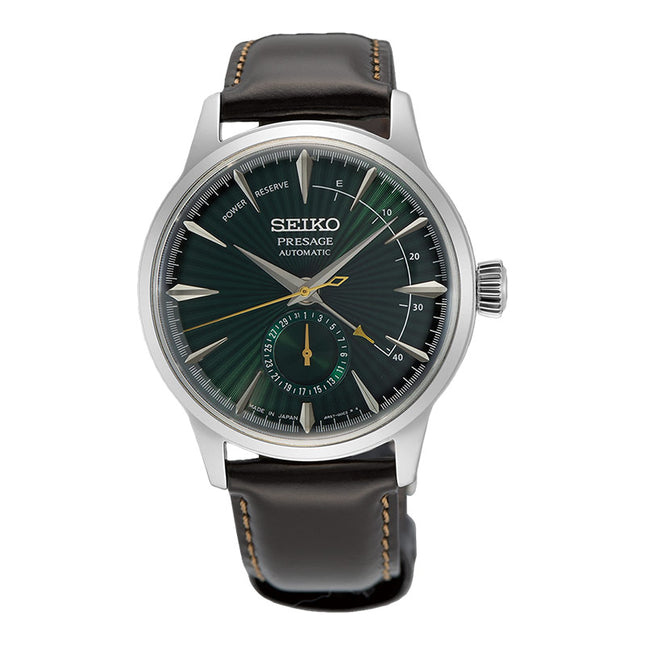 Seiko Presage SSA459J1 Cocktail Time Midnight Mockingbird Automatic Green Dial Brown Leather Strap