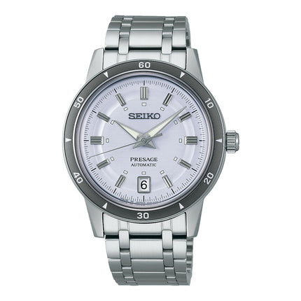 Seiko Presage SRPL73J1 Style60s Silver Violet Dial Stainless Steel Strap