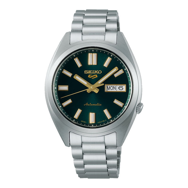 Seiko 5 Sport SRPL57K1 SNXS Vintage Gold Collection In Green Tie Stainless Steel Strap