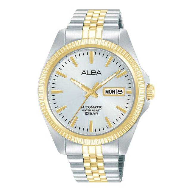 Alba Mechanical AL4784X1 Men Silver Dial Dual Tone Stainless Steel Strap