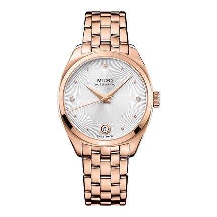 MIDO Belluna II M024.307.33.036.00 Royal Lady Silver Dial Rose Gold Stainless Steel Strap