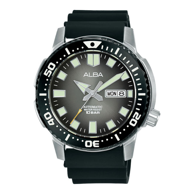 Alba Mechanical AL4641X1 Automatic Men Grey Gradient Dial Black Rubber Strap